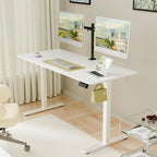 Standing Desk, Height Adjustable Sit-Stand Office, White | Electric Adjustable Standing Desk, Sit to Stand Computer Office Desk with Splice Board, Memory Preset, Lifts