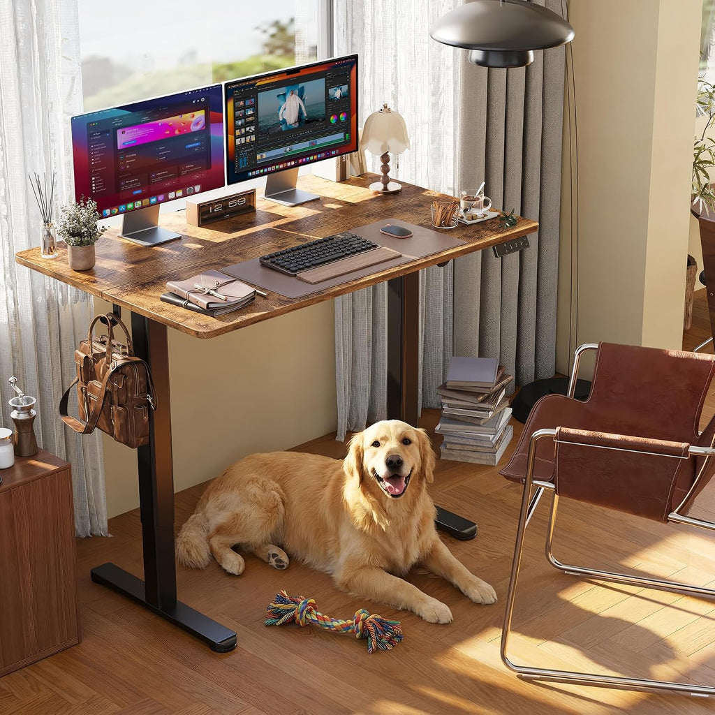 Standing Desk, Height Adjustable Sit-Stand Office, White | Electric Adjustable Standing Desk, Sit to Stand Computer Office Desk with Splice Board, Memory Preset, Lifts