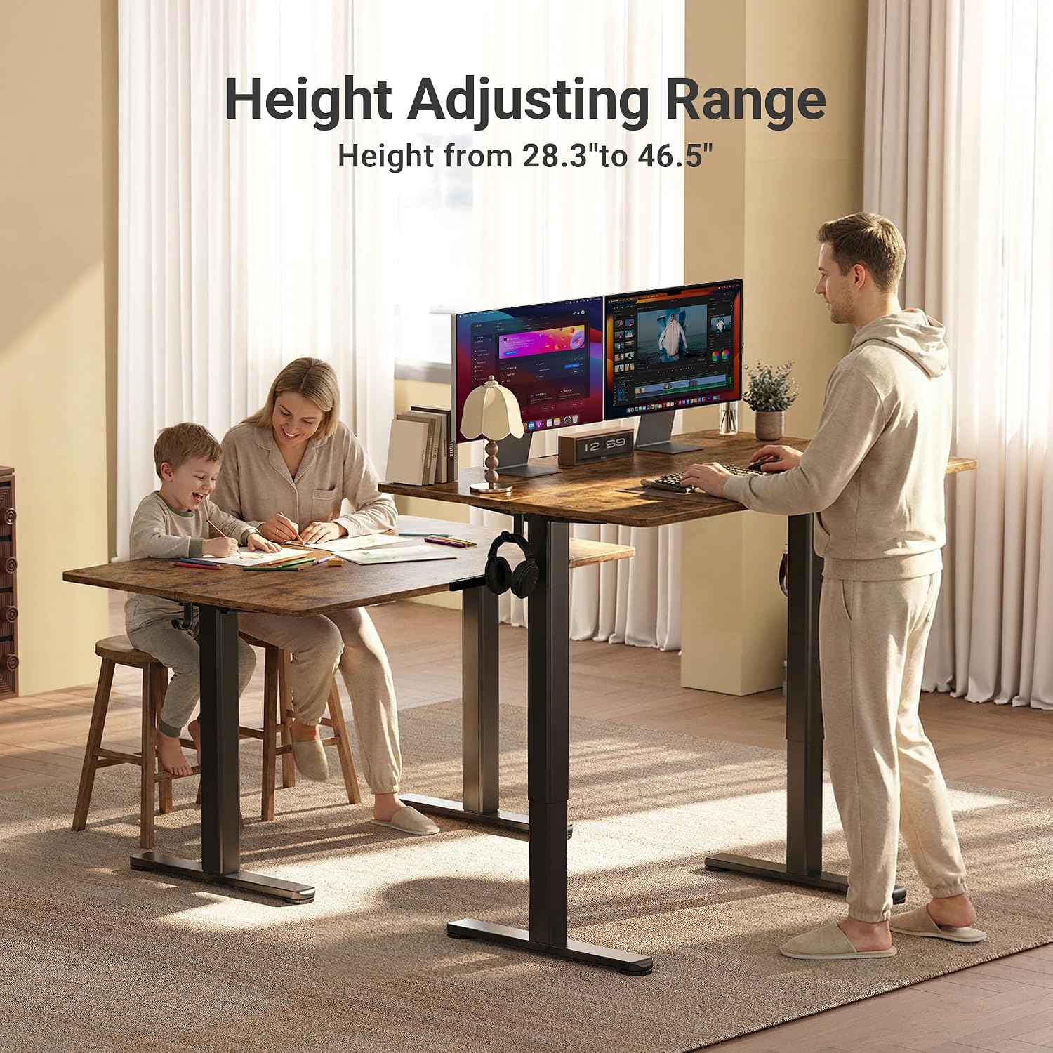 Standing Desk, Height Adjustable Sit-Stand Office, White | Electric Adjustable Standing Desk, Sit to Stand Computer Office Desk with Splice Board, Memory Preset, Lifts