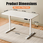 Standing Desk, Height Adjustable Sit-Stand Office, White | Electric Adjustable Standing Desk, Sit to Stand Computer Office Desk with Splice Board, Memory Preset, Lifts