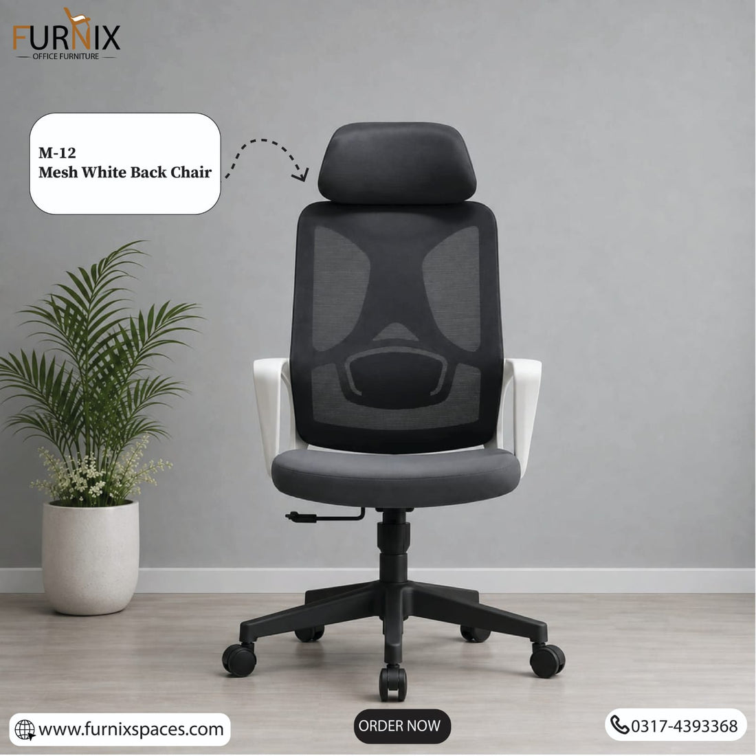 M12 Mesh Office Chair – Adjustable Headrest & Height