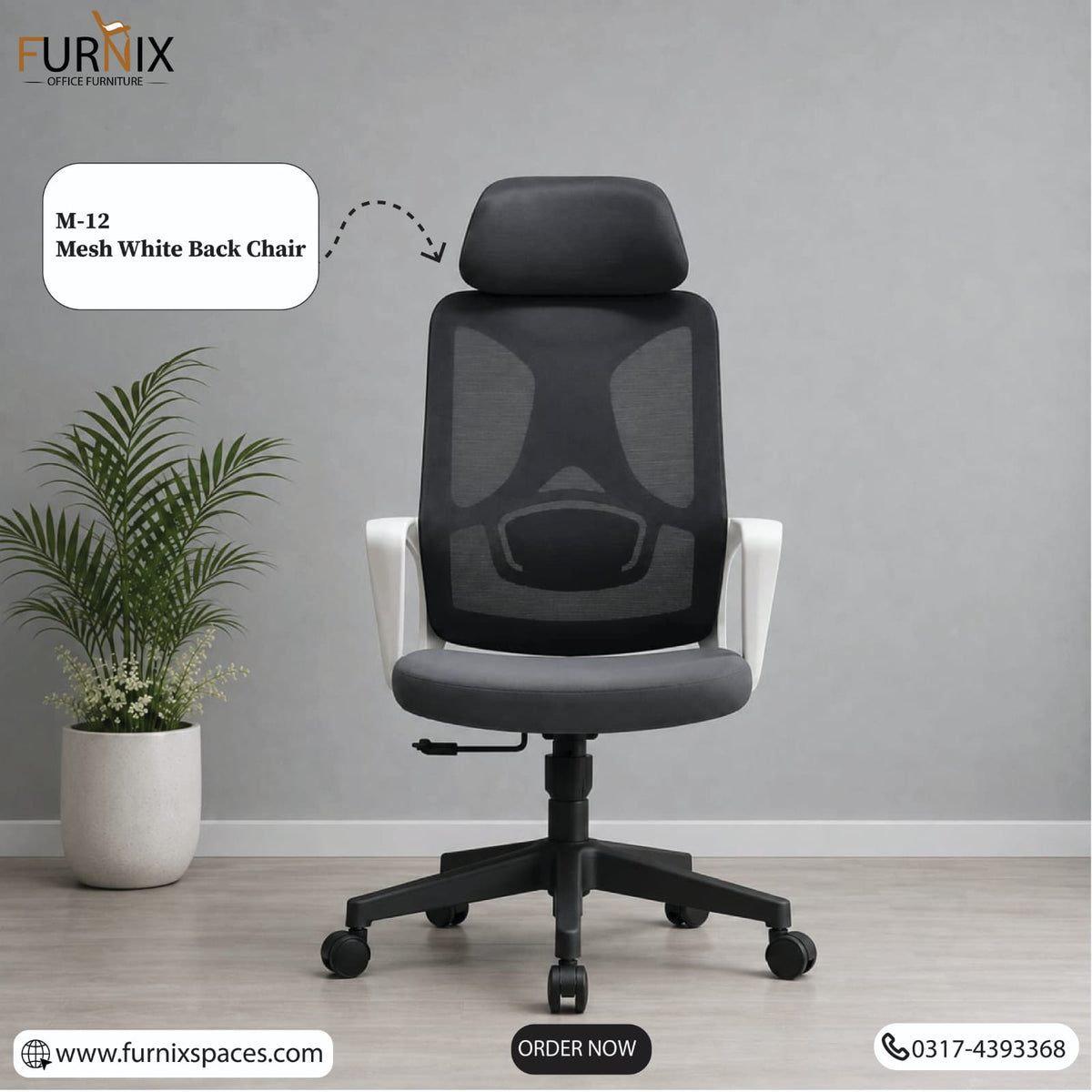 M12 Mesh Office Chair – Adjustable Headrest & Height
